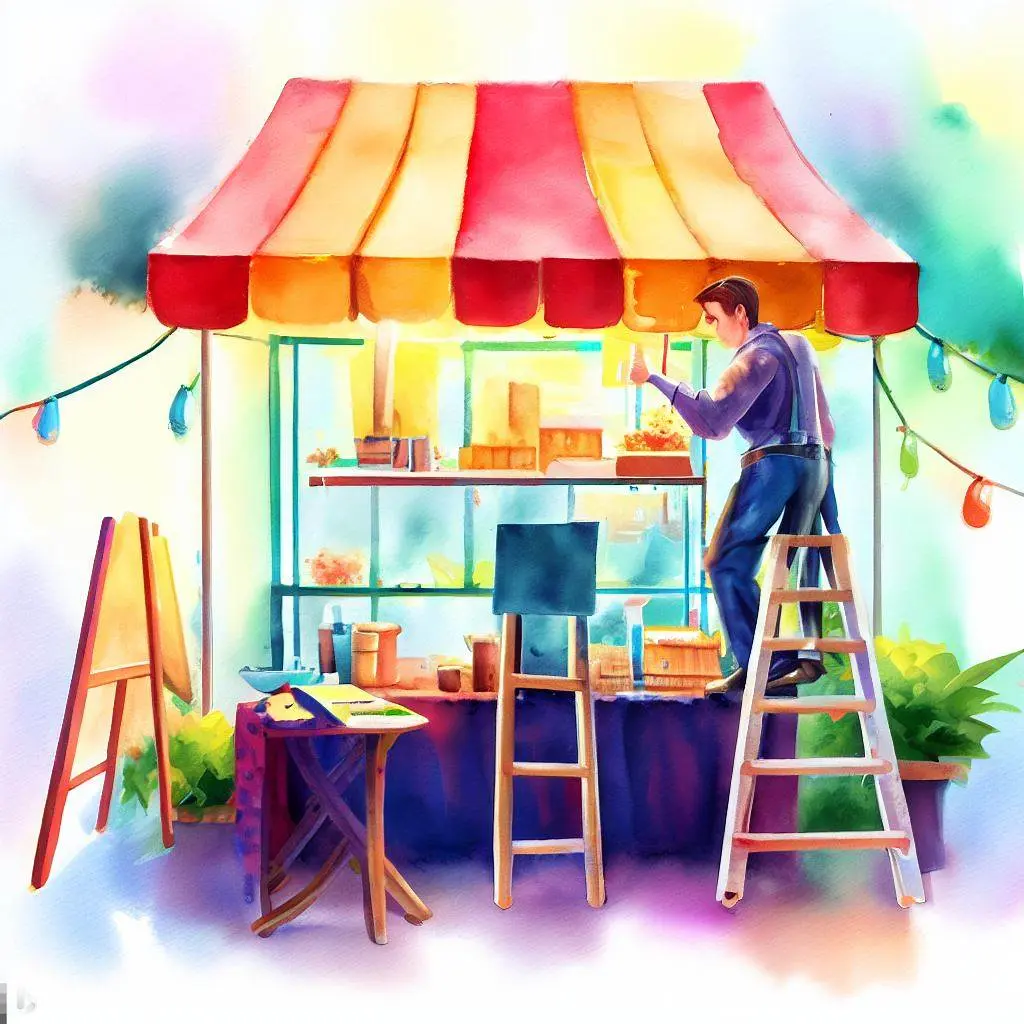 Person setting up his business watercolor