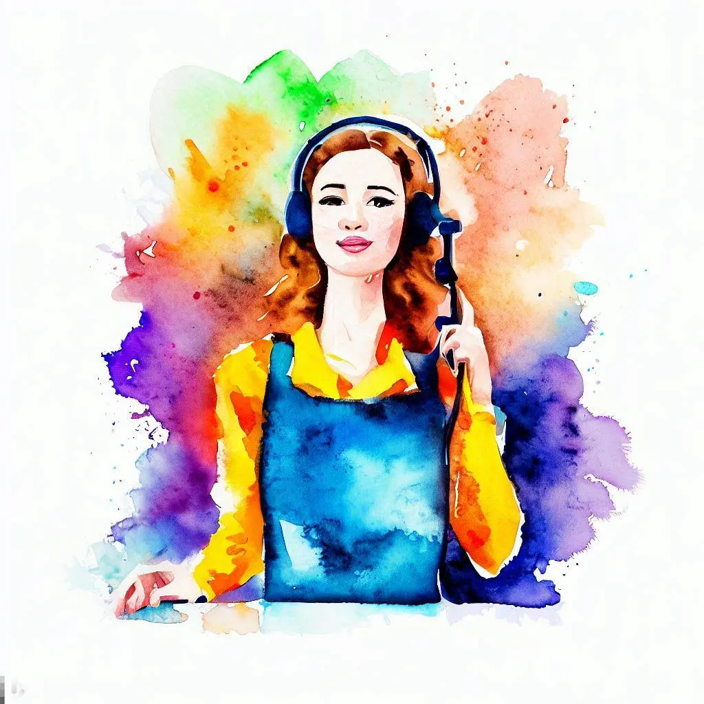 Women offering customer support watercolor