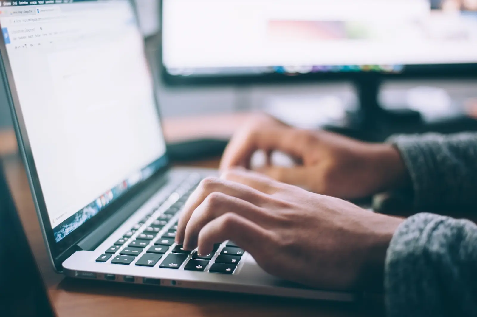 Businessman looking at a laptop